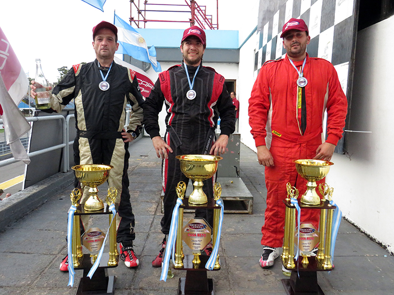 El podio de la 2° fecha: 1° Garmendia, 2° Chao y 3° Federico Larroque.